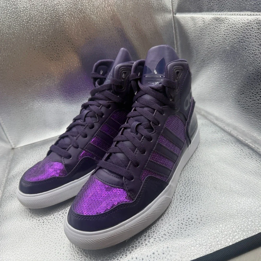 Size 9.5 Adidas Originals Extaball High Dark Violet Purple‎ Womens Shoes S77397
